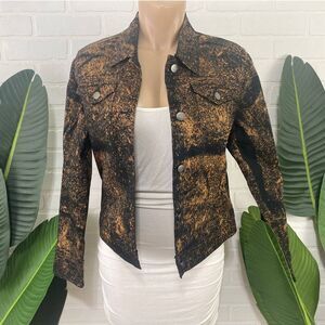 H&J brown splatter rhinestone denim jacket